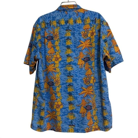 Vtg 90s UTY Apparel Hawaiian Shirt Mens XL Blue Yellow Button Front Short Sleeve - Picture 12 of 14